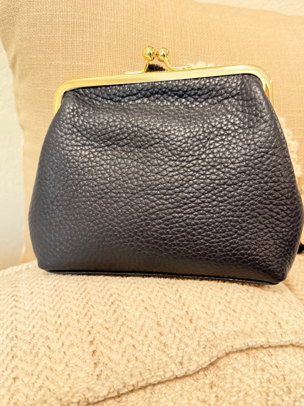 Dooney & Bourke Blue Pebble Grain Leather Framed Kisslock Wallet Clutch Pouch - Picture 3 of 8
